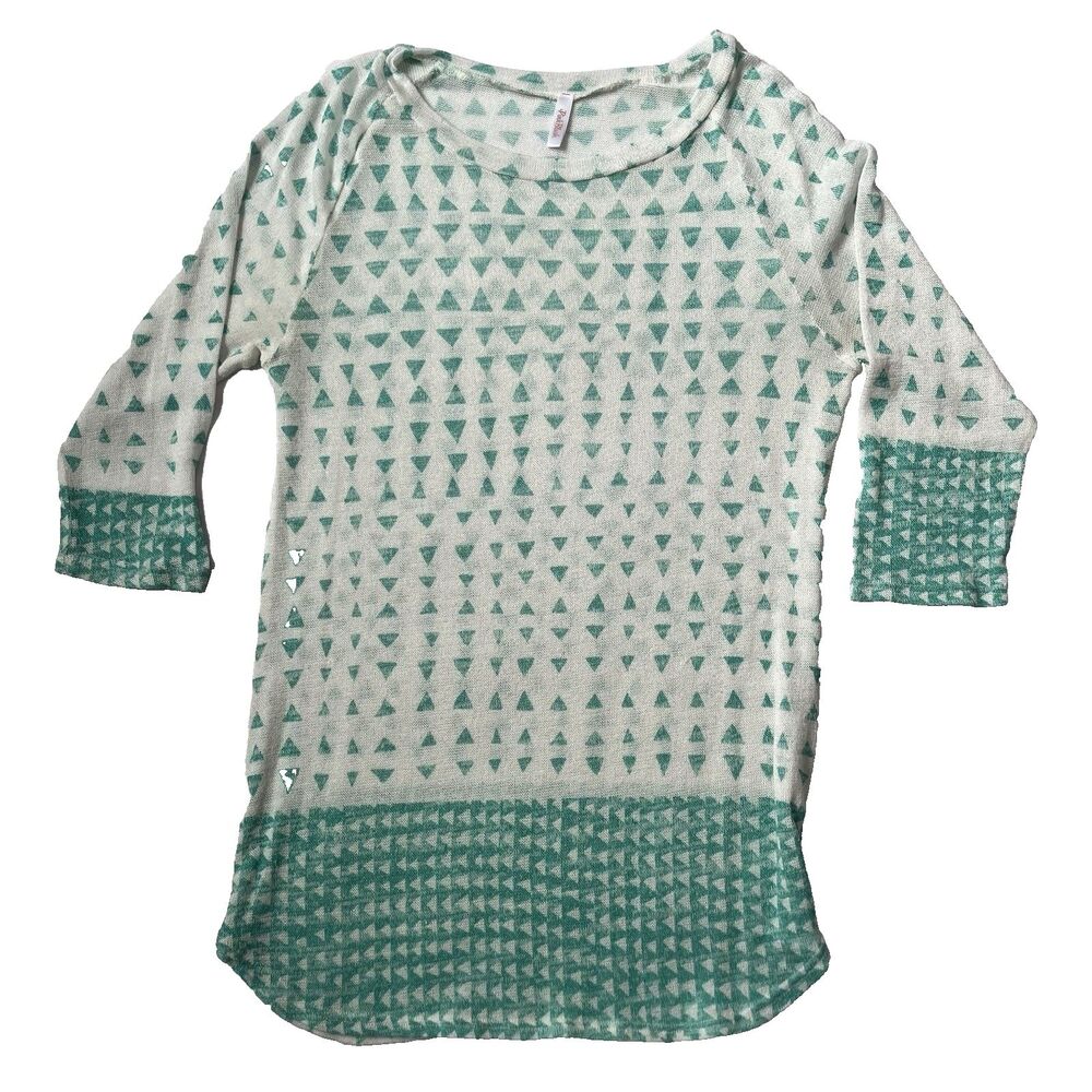 PinkBlush Maternity Sweater Womens Small Cream Green Triangles Lightweight